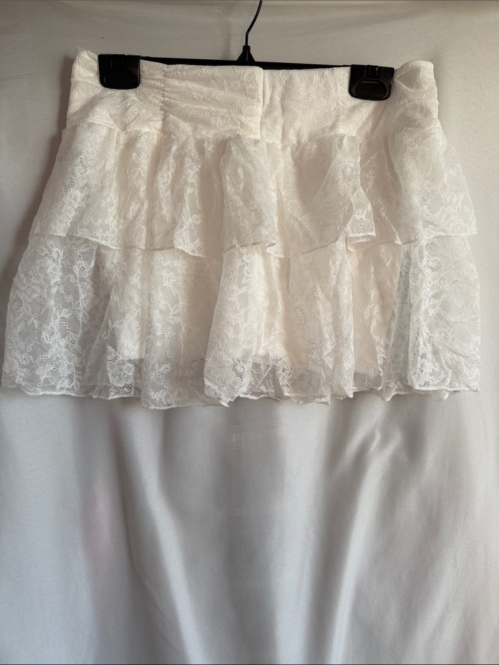 White Lace Tiered Mini Skirt — Feminine Flare